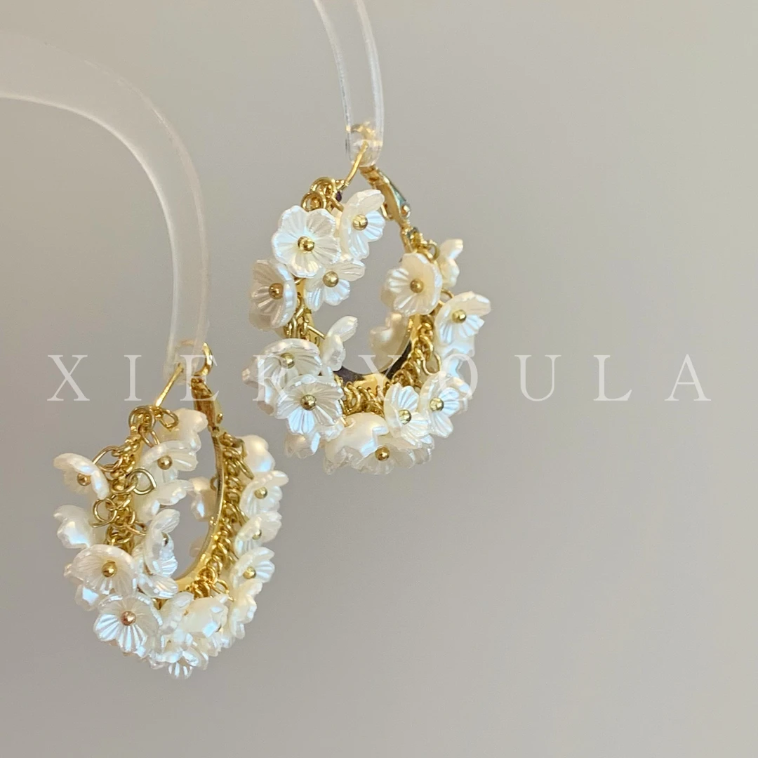 铜合金耳饰 【喜儿ula】2-16-4时尚气质轻奢花朵复古耳环