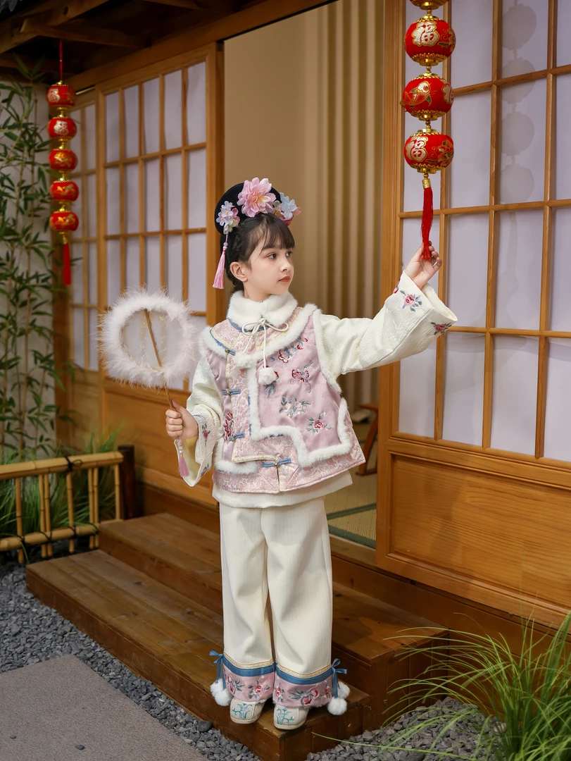 ***粉黛套装加绒秋季新款秋天女宝宝2024女童套装