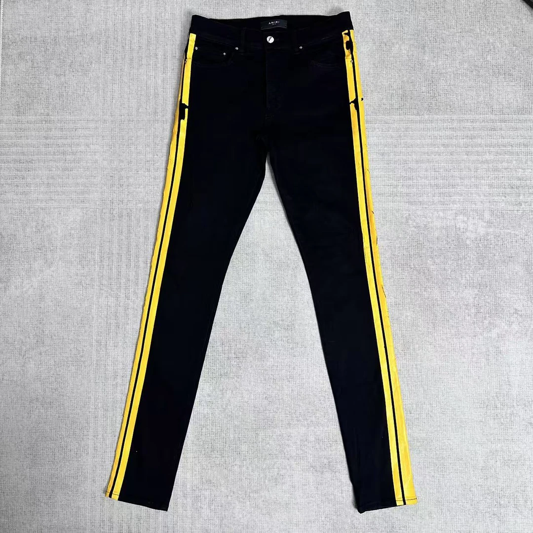 99新 maje AMIRI/黄边牛仔裤/30码/011171/侧边涂层开裂41334