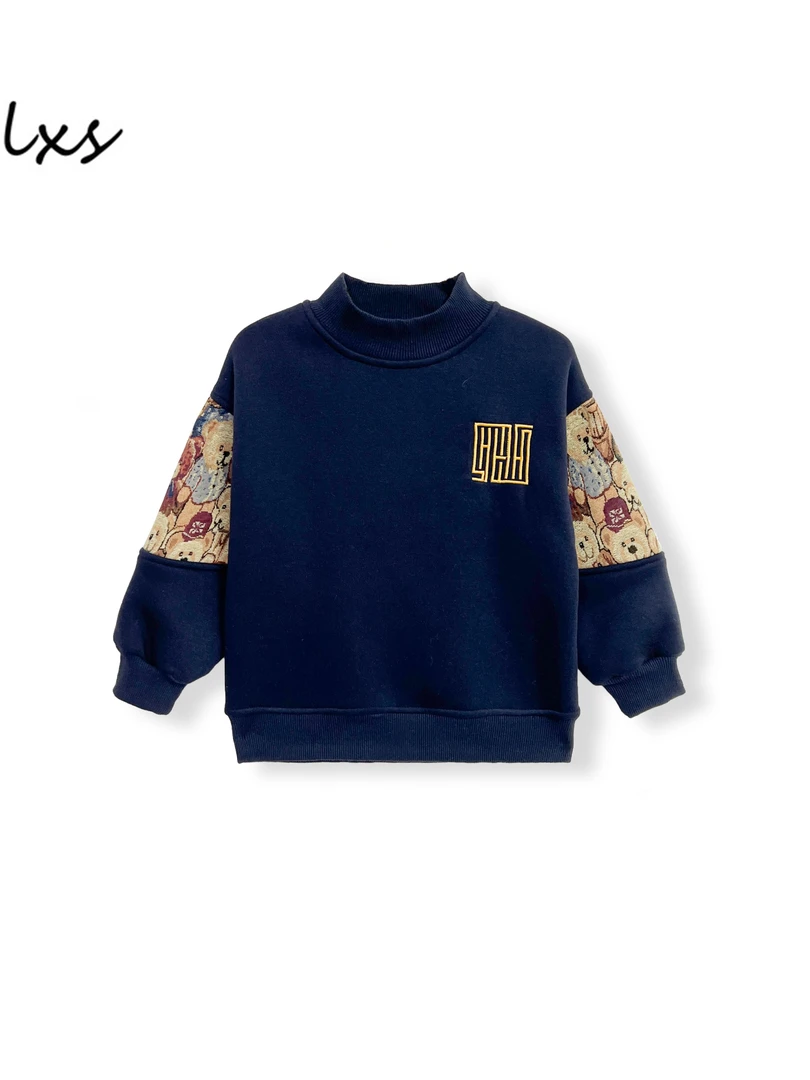 舅舅严选童装冬款加绒韩版百搭休闲潮流长袖儿童高领套头卫衣Q553