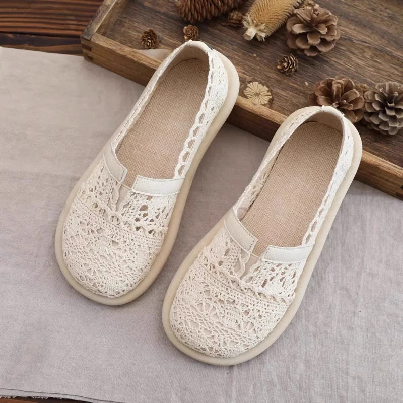 森系复古凉鞋女夏2025新款一脚蹬渔夫鞋平底休闲布鞋爆款孕妇单鞋