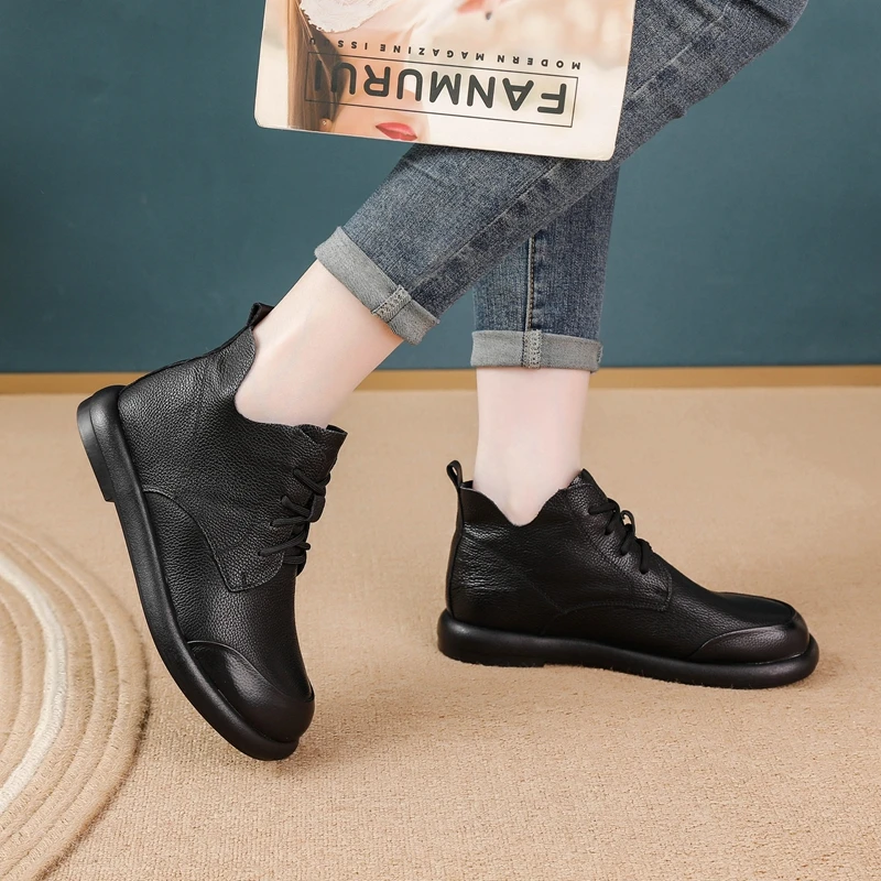 【超哥家】妈妈靴舒适透气休闲百搭厚底轻便防滑低跟浅口女靴  2086