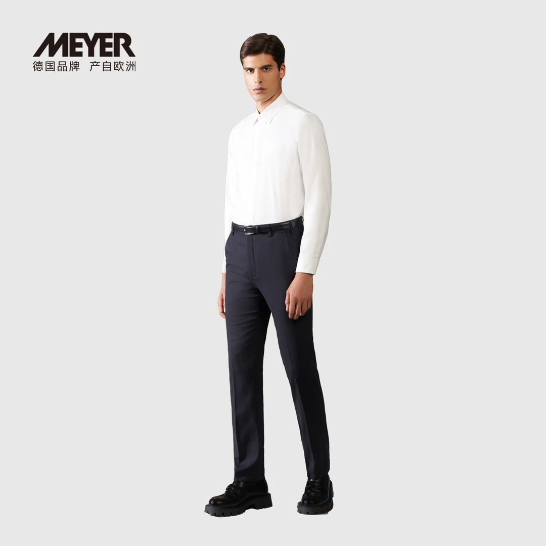 MEYER德国迈雅 男款高品质垂感绵羊毛西裤直筒宽松29917-BERLIN