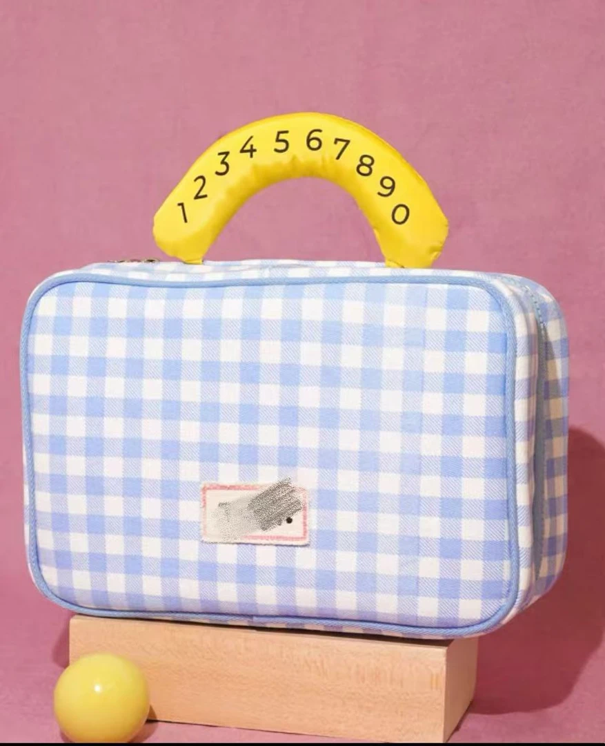 哈兜蓝格子化妆包-高级感高颜值旅行格子大容量便携学生外出