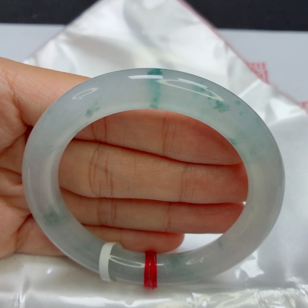 未镶嵌手镯翡翠老坑55圈冰飘花起光027高货瑕疵漏