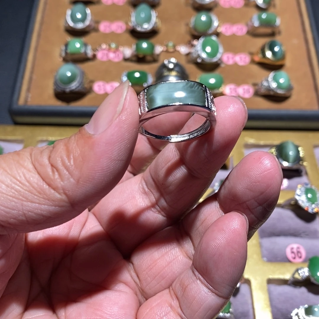 和田玉（碧玉）戒指未镶嵌芸**珑