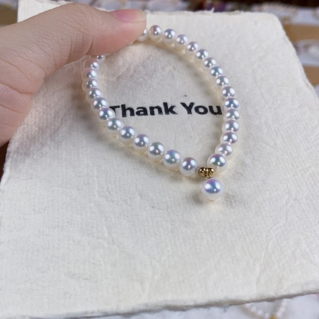 淡水珍珠18K金镶嵌手绳