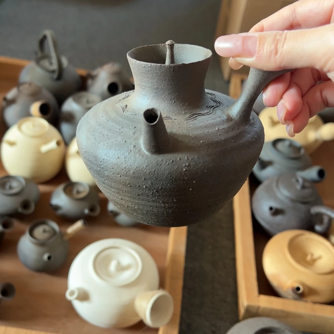 ฉ***ก陶柴烧侧把壶500cc异型