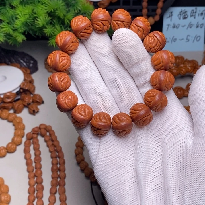 过***烟手串桃核荔枝纹手串