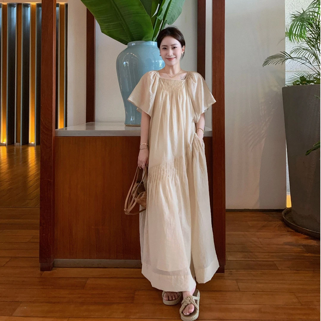 SUNCC现货 暮色裙 高级质感垂坠感仙气温柔气质设计感法式连衣裙