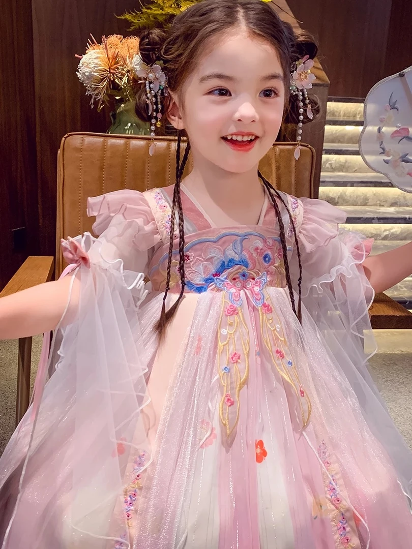 【美人鱼公主】女童汉服连衣裙短袖洛丽塔春装夏季新款中国风民族