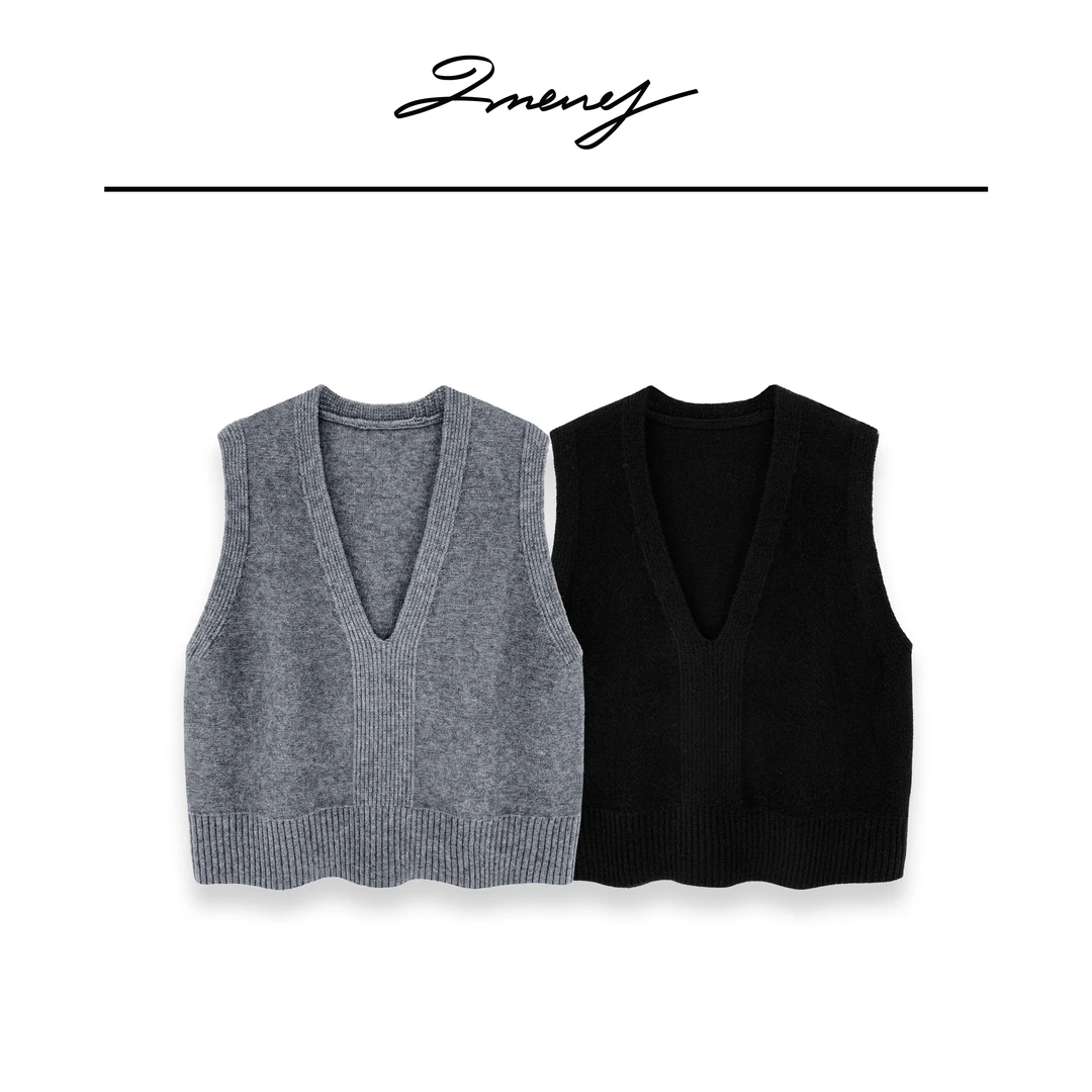 LMENY叠穿王~纯色洋气V领针织马甲24DM098