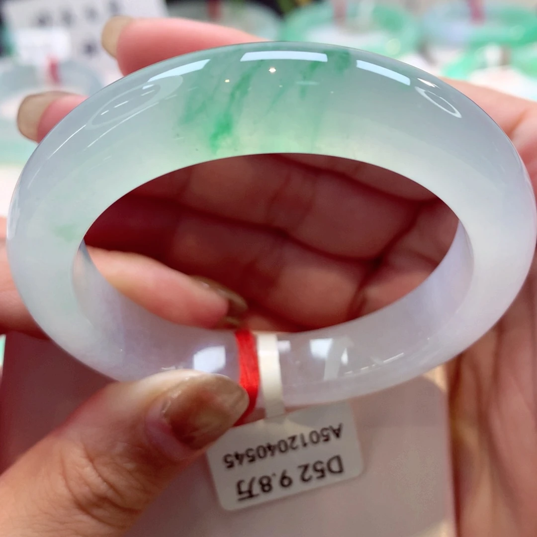 未镶嵌手镯翡翠冰飘绿正冰种水推荐7号11