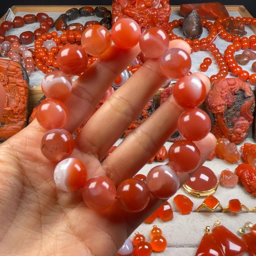 南红玛瑙天然原矿杨柳小庄单圈未镶嵌橘**水