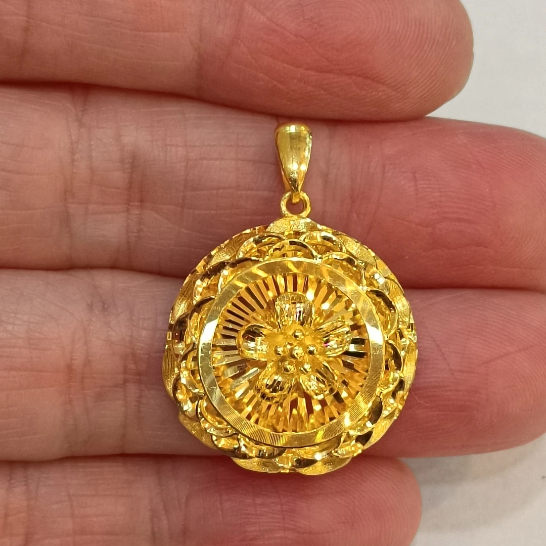 足金999黄金吊坠女新款真金正品纯黄金挂坠子圆形花吊坠百搭8.00