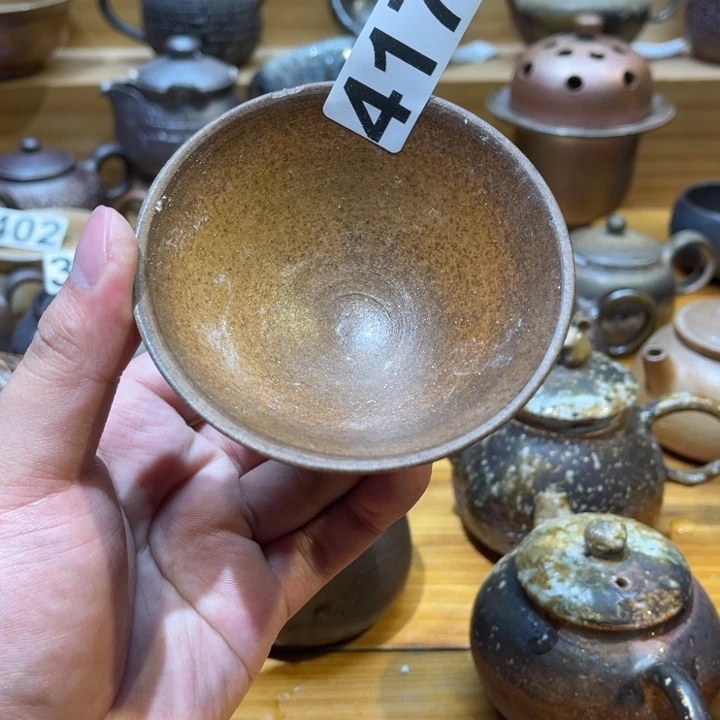 手工制作柴烧茶杯微瑕417