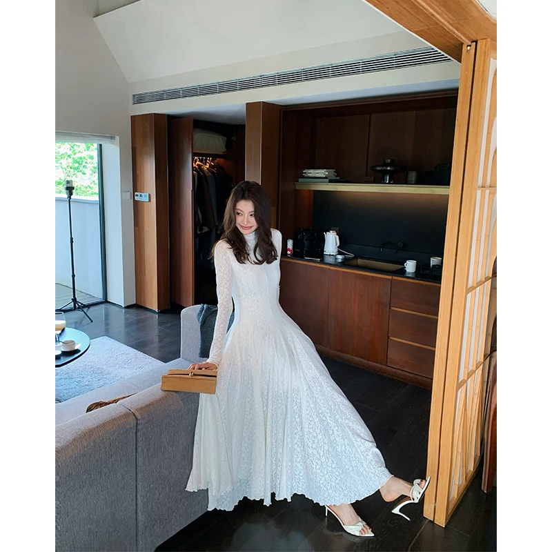 【ALONE SAVOR】龍喜儿素锦法式提花连衣裙长款大摆伞裙J448