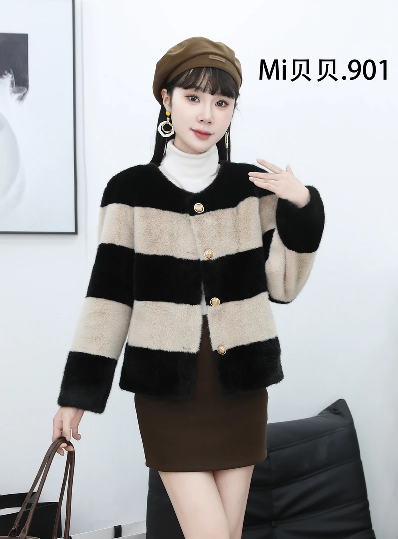 【宠粉专属】冬季环保水貂绒外套拼接加厚高级感复古外套女