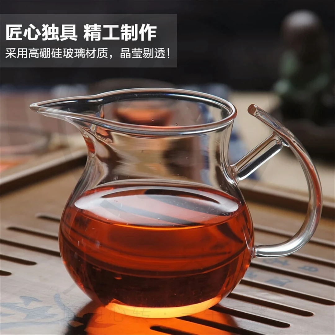 国潮新款加厚耐热双耳玻璃茶海公道杯优品家用尖嘴长嘴分茶道用品