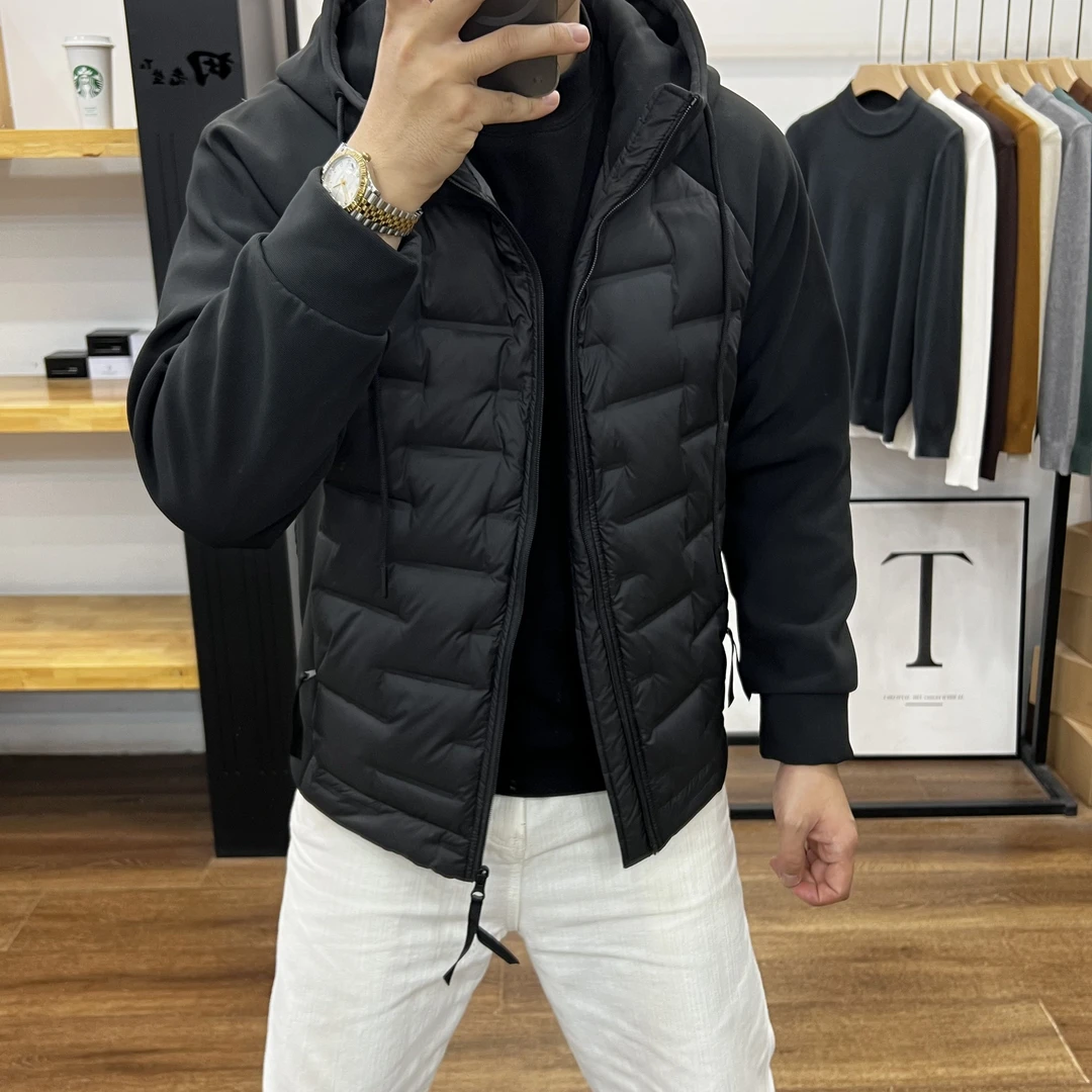 男士羽绒服冬季新款加绒连帽夹克保暖舒适百搭痞帅潮流轻薄款外套
