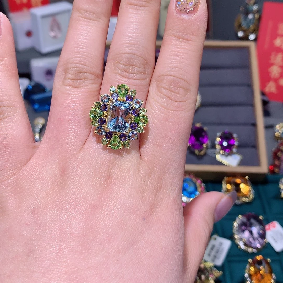 托帕石戒指银S925镶嵌戒指