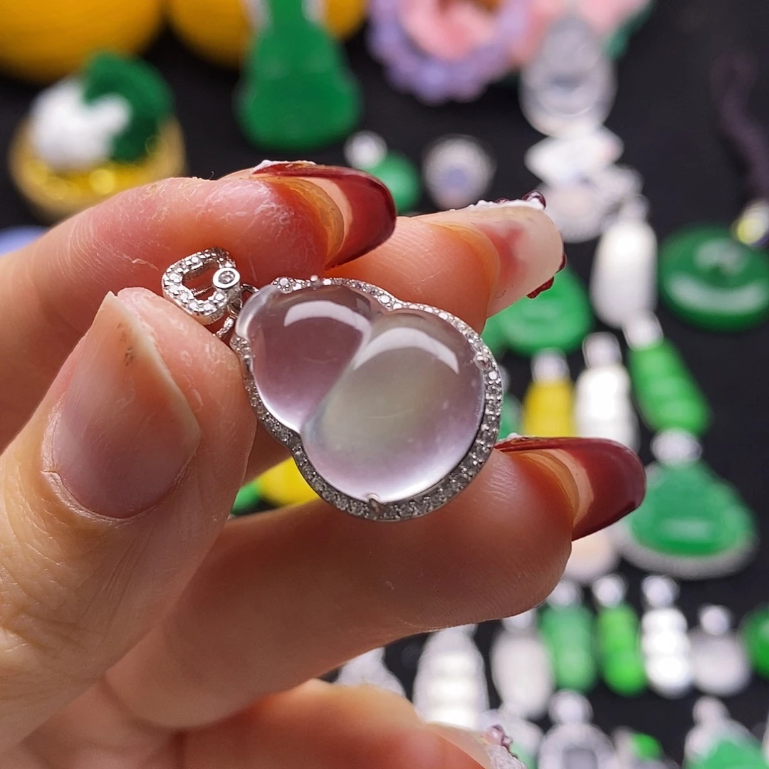 石英质玉银S925镶嵌颈饰