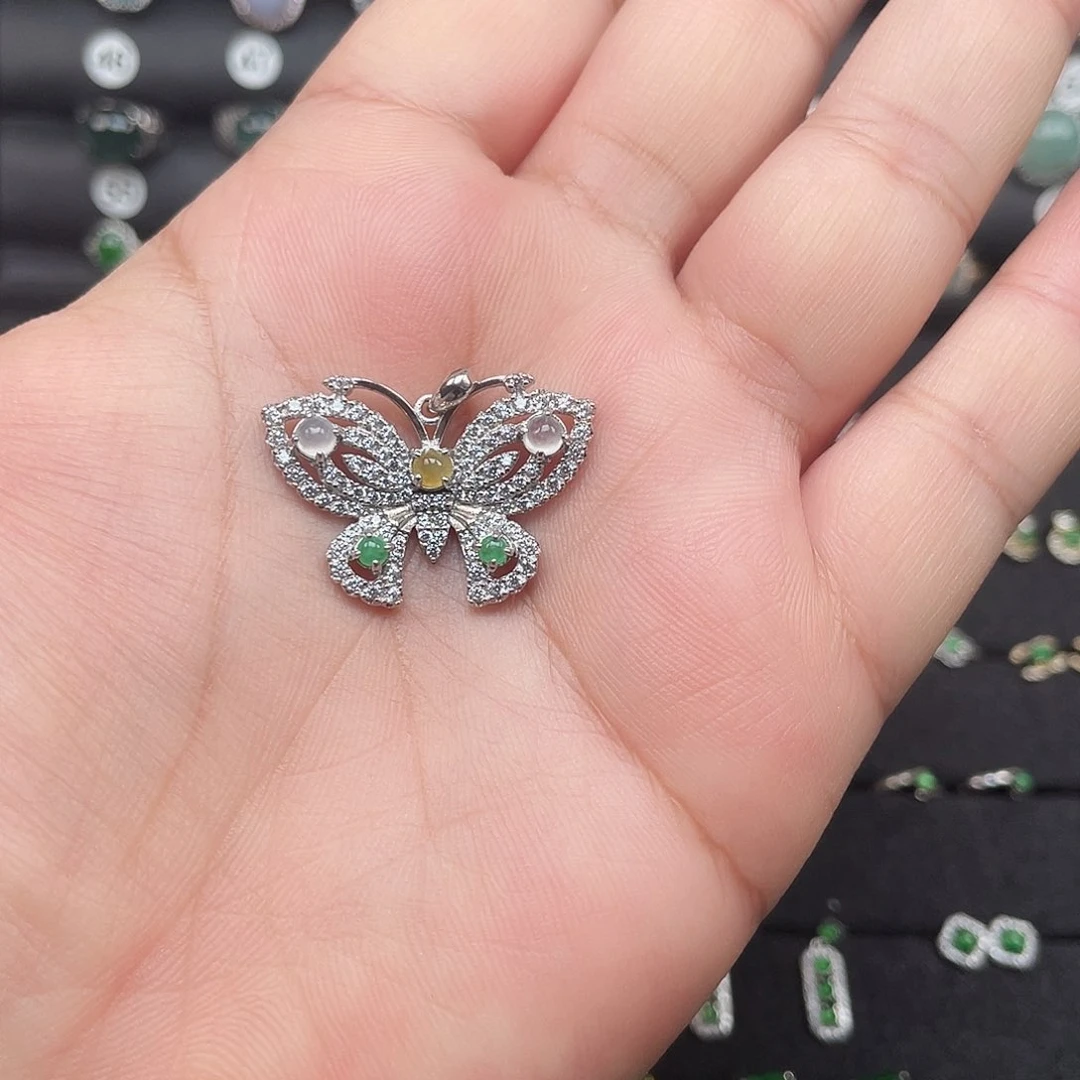 翡翠银S925镶嵌耳饰Ooooooo