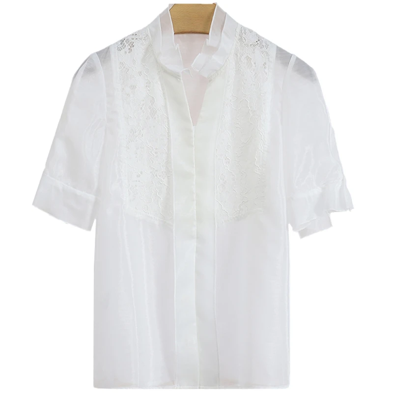 S845-伍莎服饰云仓百搭时尚新款蕾丝衫夏季#GAS46S014