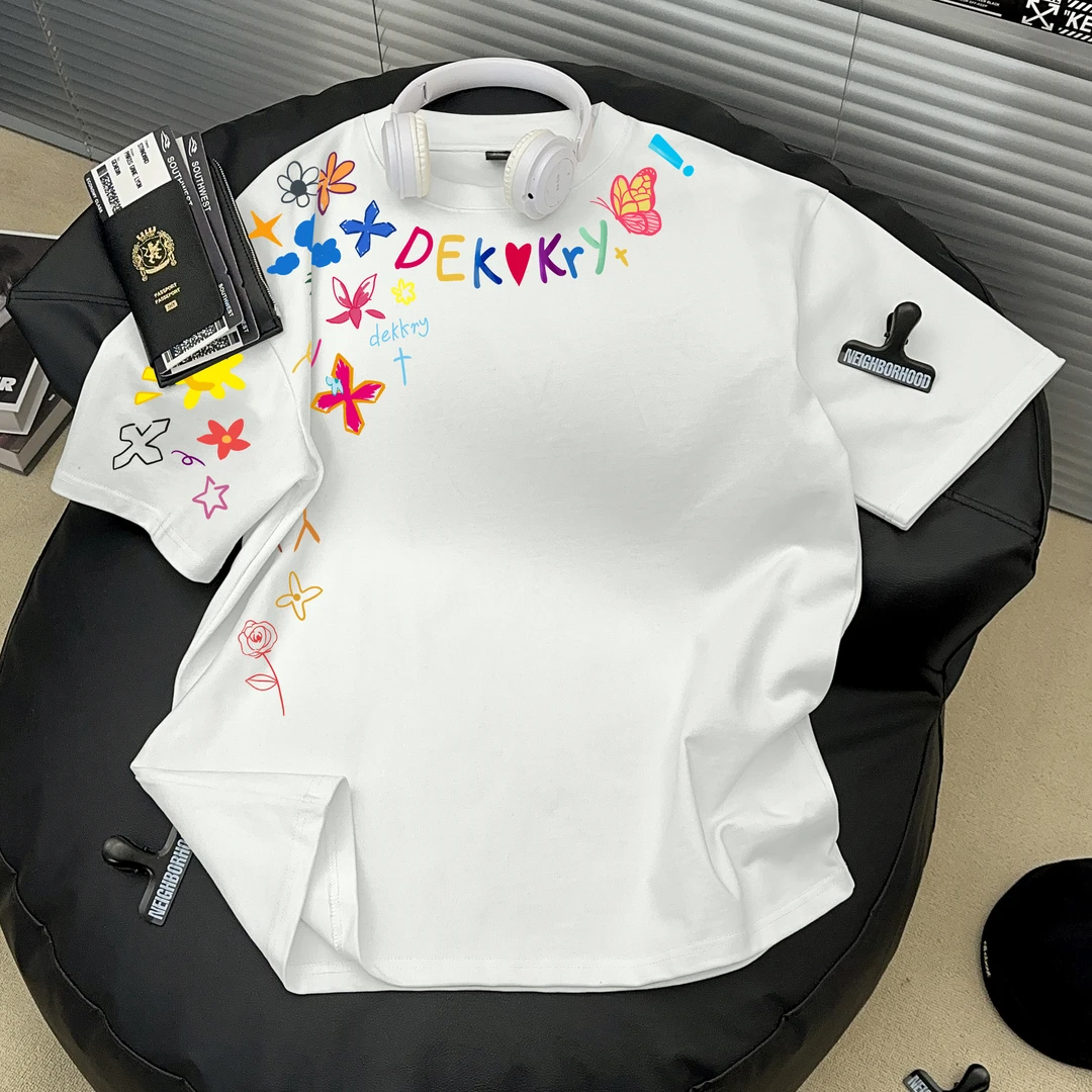 Dekkry夏季T恤宽松情侣男士ins百搭半袖上衣简约潮流