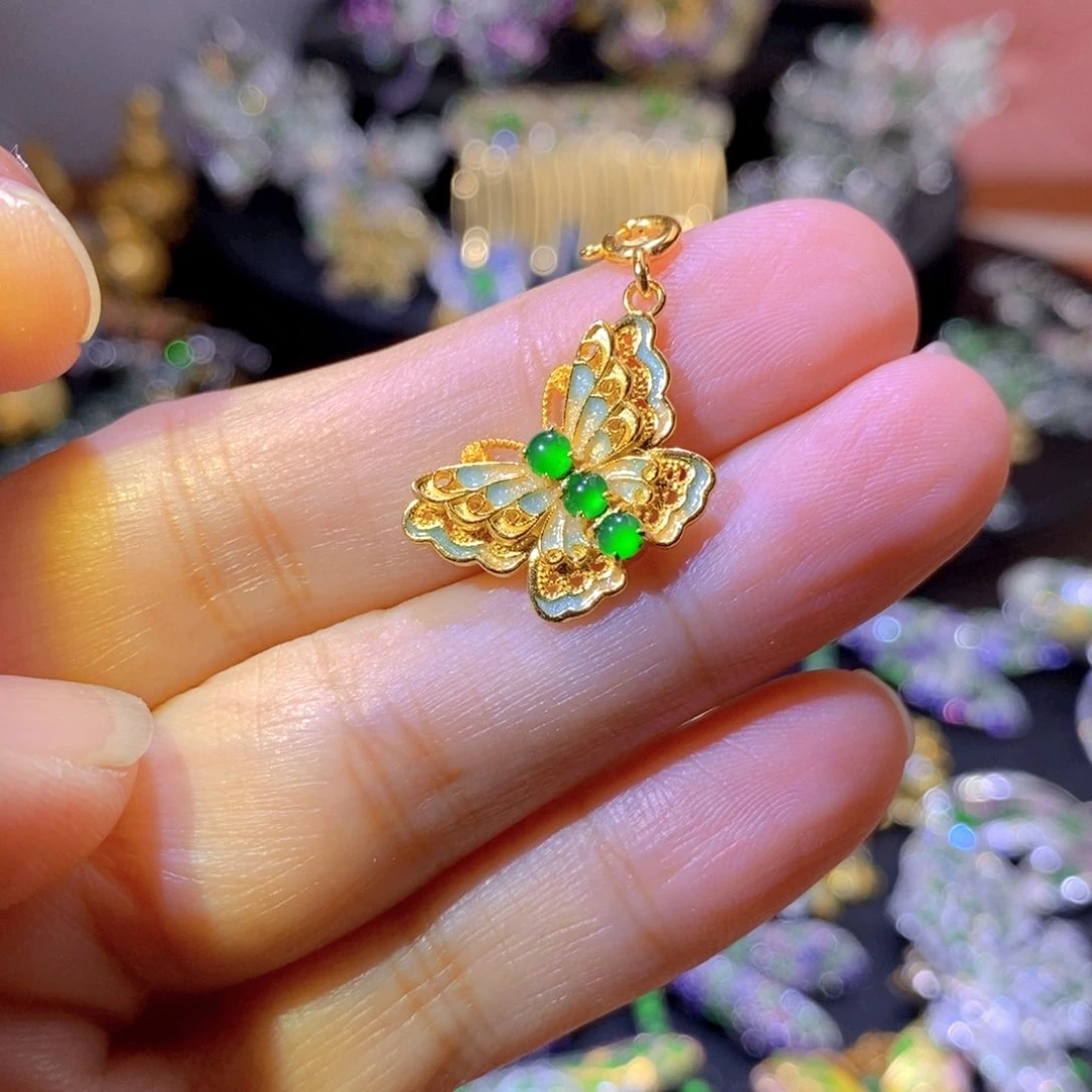 翡翠银S925镶嵌吊坠(不含链)