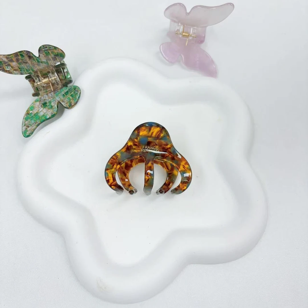 2025醋酸章鱼抓发夹瑞丽风鲨鱼夹发卡饰半爪夹甜美百搭女