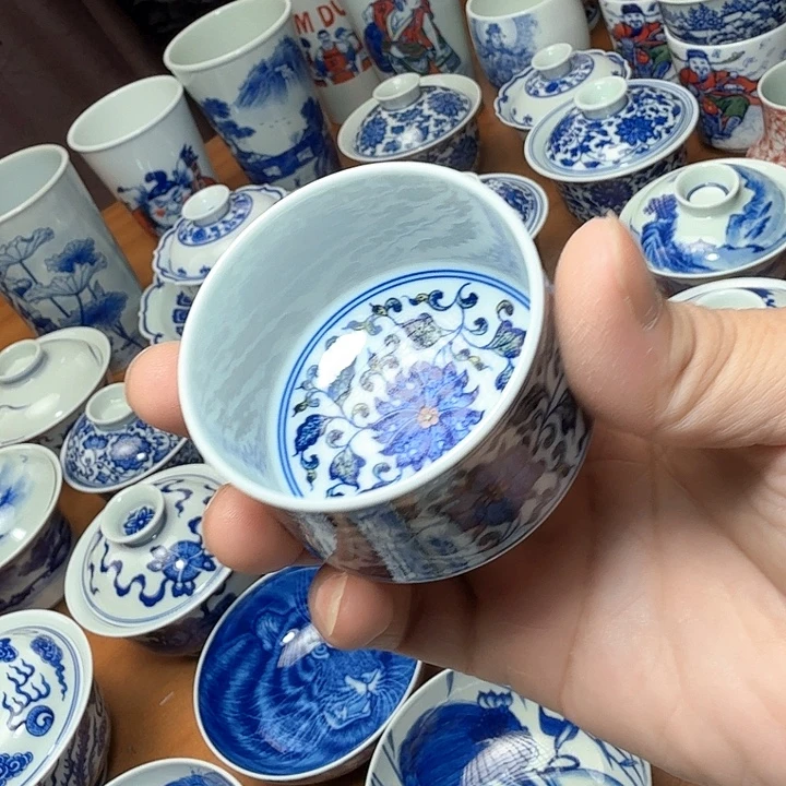 陶手绘缠枝莲点工福利款