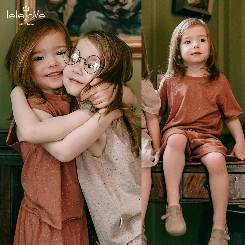 【lelejove】北欧风儿童夏季宝宝纯色时尚短袖套装4AU33276