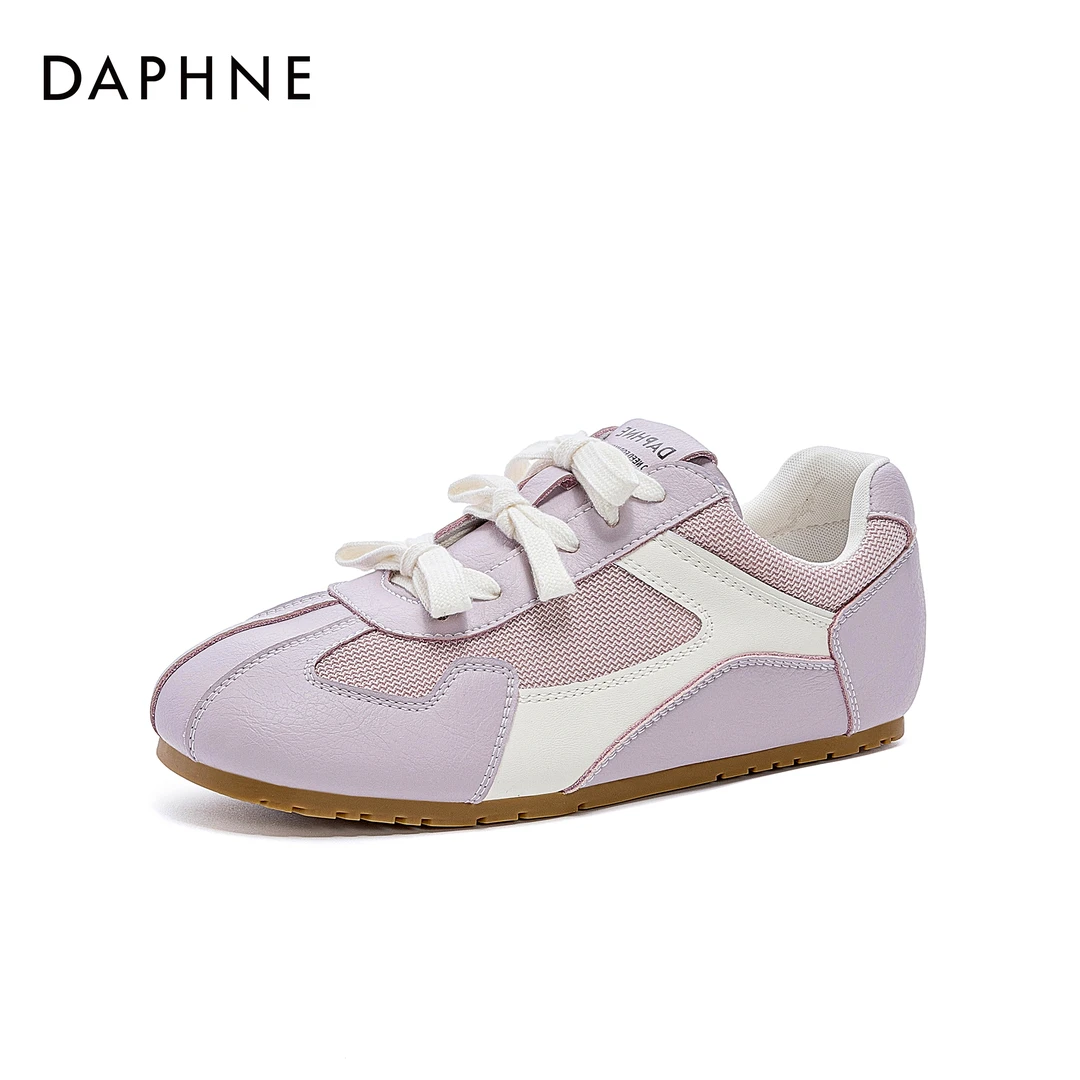 达芙妮2025春夏学院风时尚百搭软底德训鞋潮流系带透气平底休闲鞋
