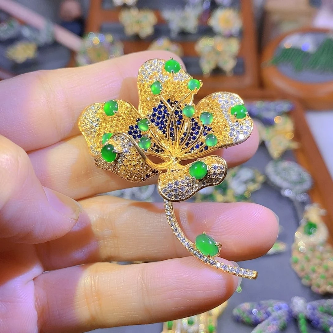 颈饰银S925镶嵌翡翠