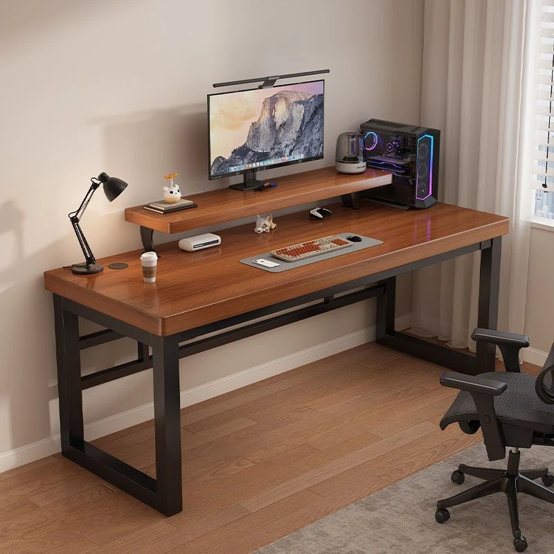 实木台式电脑桌书桌卧室家用电竞桌子长方形学生双人办公桌写字桌