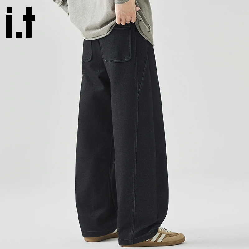 i.t:CHOCOOLATE阔腿休闲裤男款秋冬美式宽松百搭高级感时尚弯刀裤