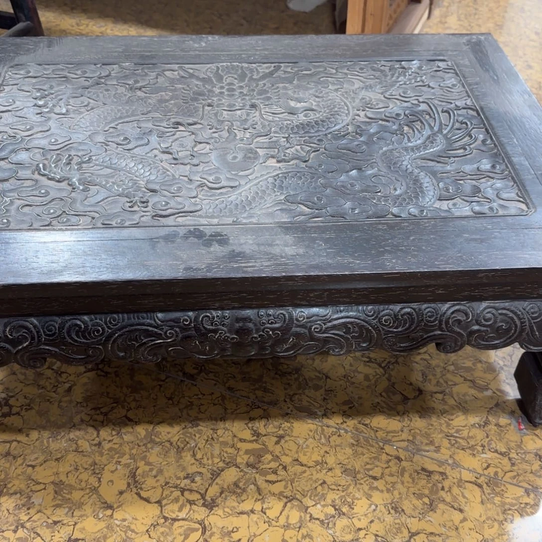 香榧木2号雕刻的炕桌工艺品