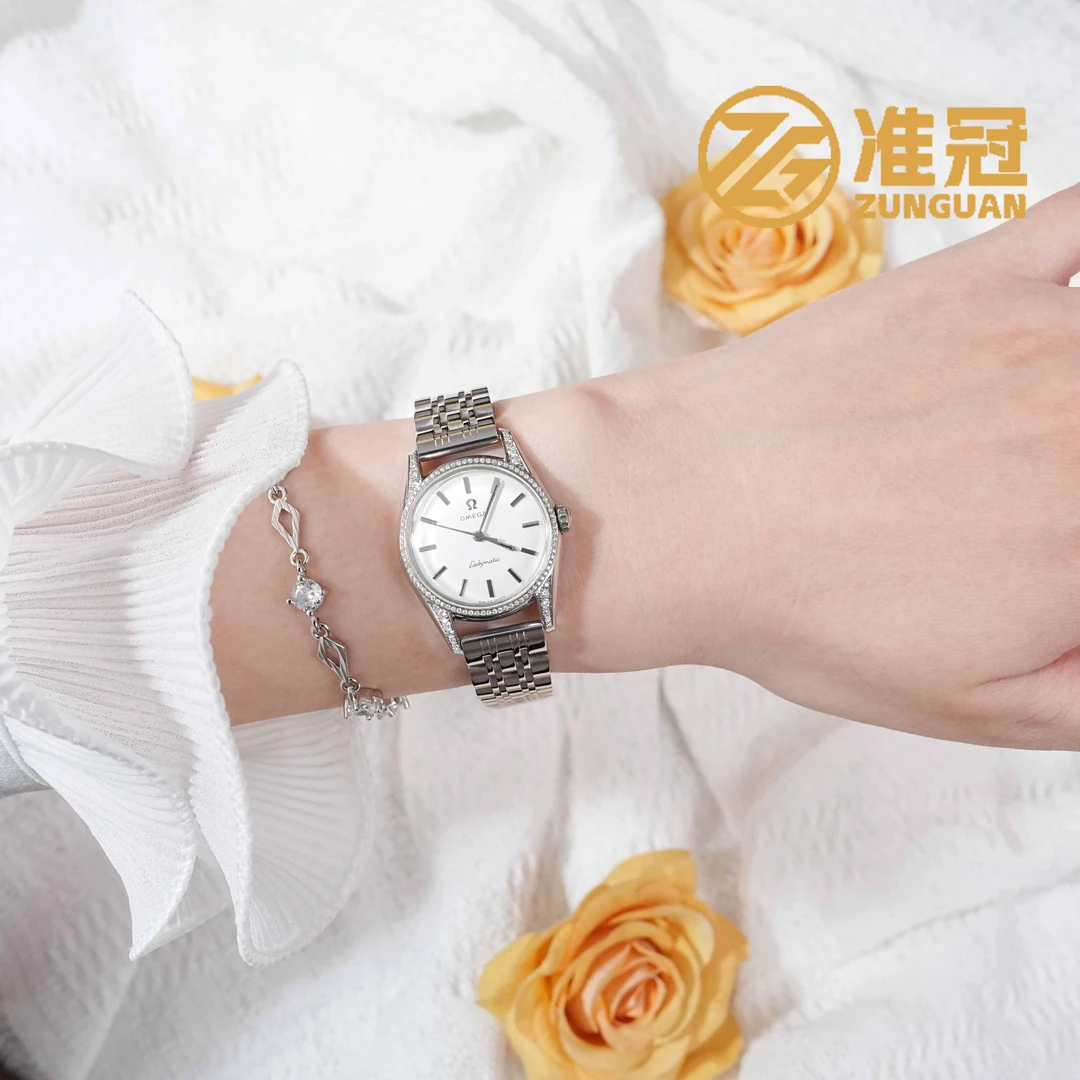 95新 Omega/欧米茄 24mm自动机械YL3852Ladymatic后钻瑞士名表