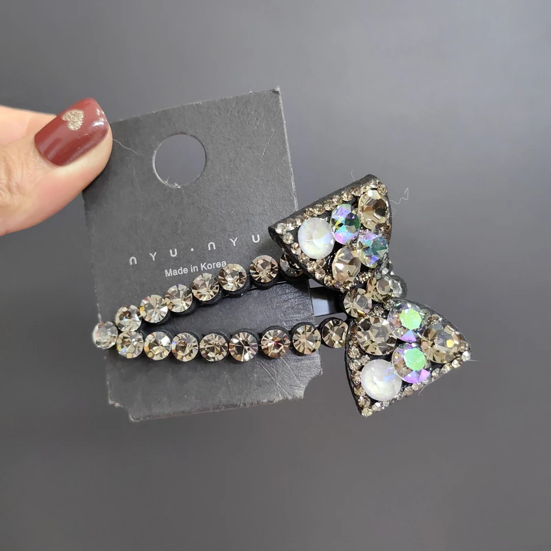 韩国s家水晶bb夹高档发夹网红款蝴蝶结刘海发夹韩版侧边夹碎发夹