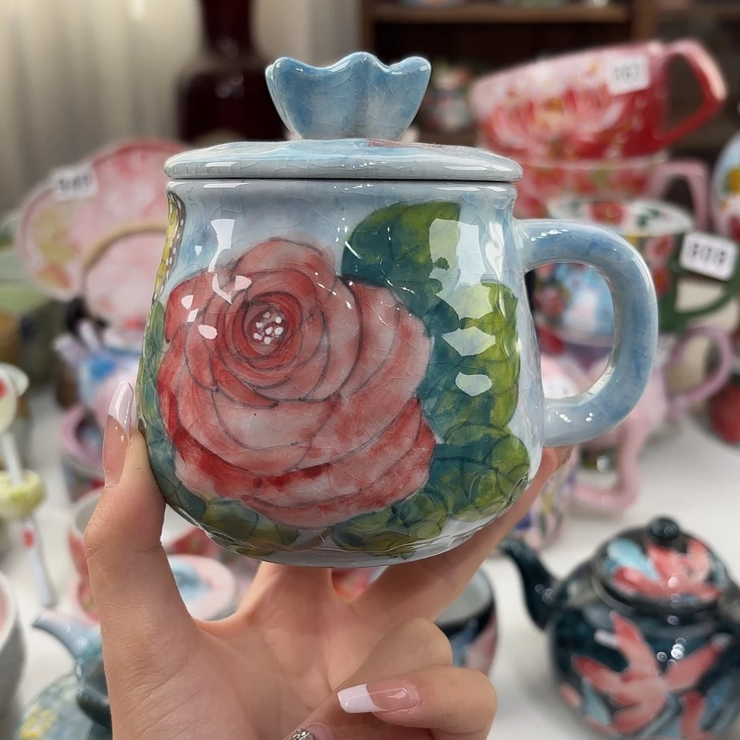 瓷片景德镇手绘高温釉下彩陶瓷茶具