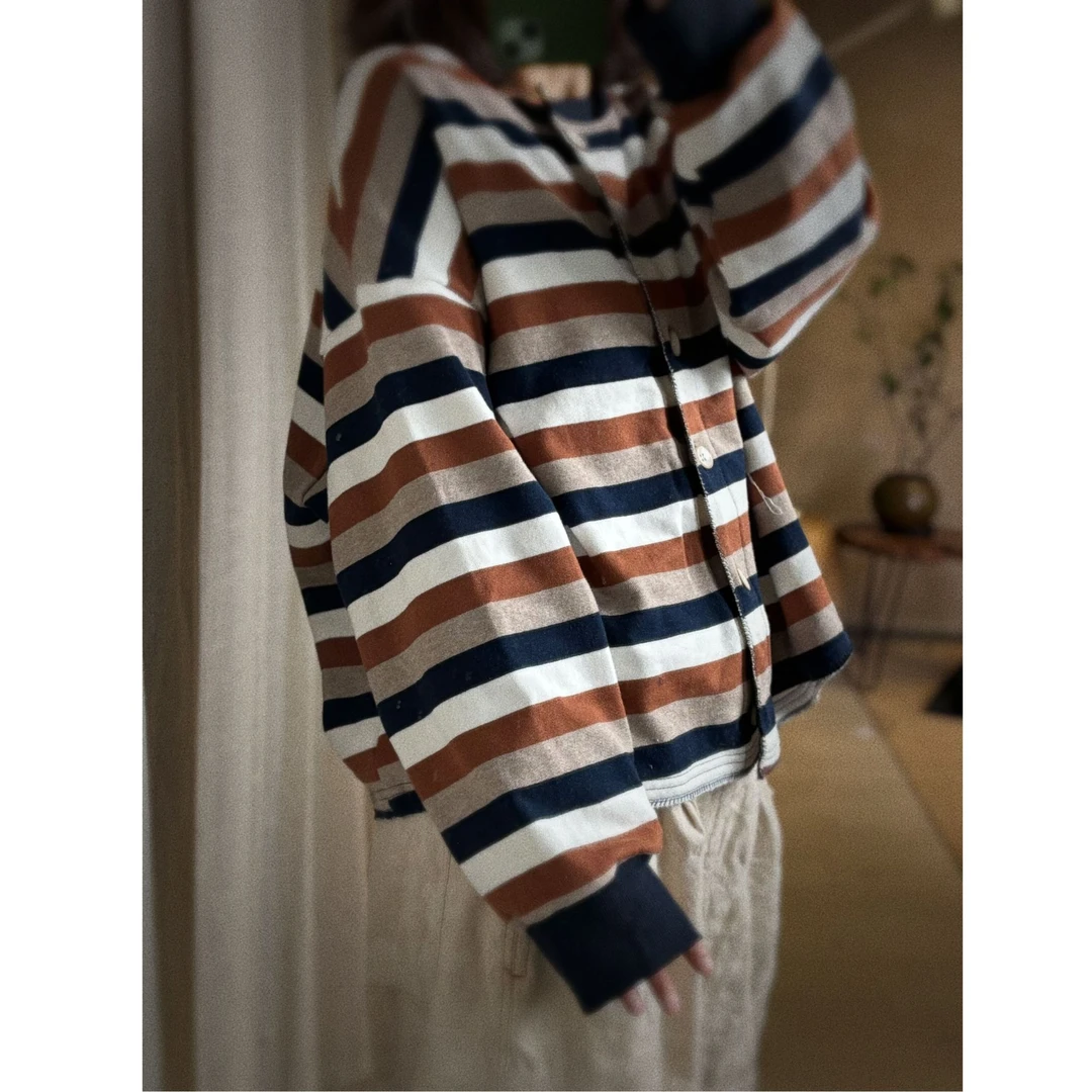 万物身客 时尚宽松百搭条纹开衫