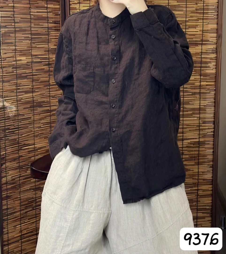 宽松显瘦百搭亚麻衬衫女款