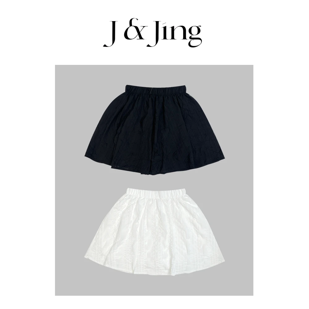 J&Jing-「皱皱裙」-上新~韩系氛围感百搭显瘦蓬蓬半身裙140