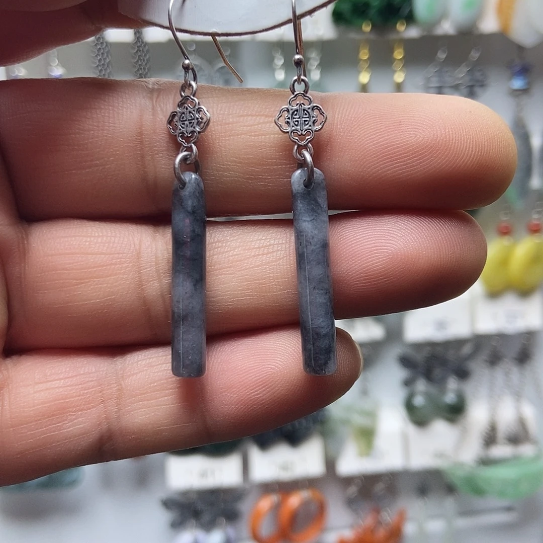 翡翠银S925镶嵌耳饰品质珠宝