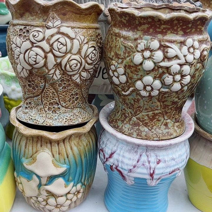 多肉绿植陶瓷花盆9.9包邮，有孔