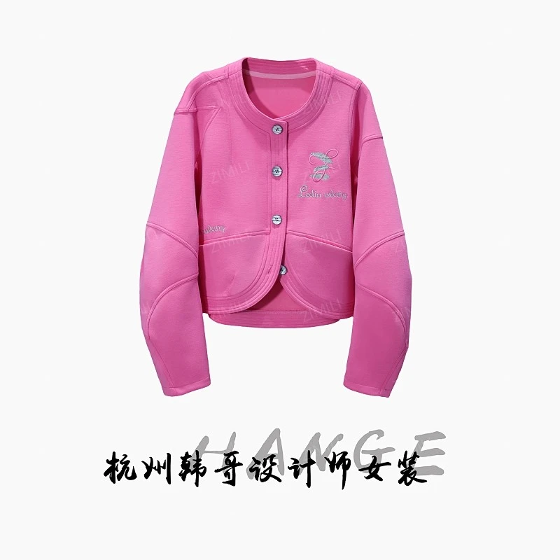 【韩哥女装】设计师《粉妆淡裹唤清晨》樱花粉刺绣弯刀袖外套6072-C9