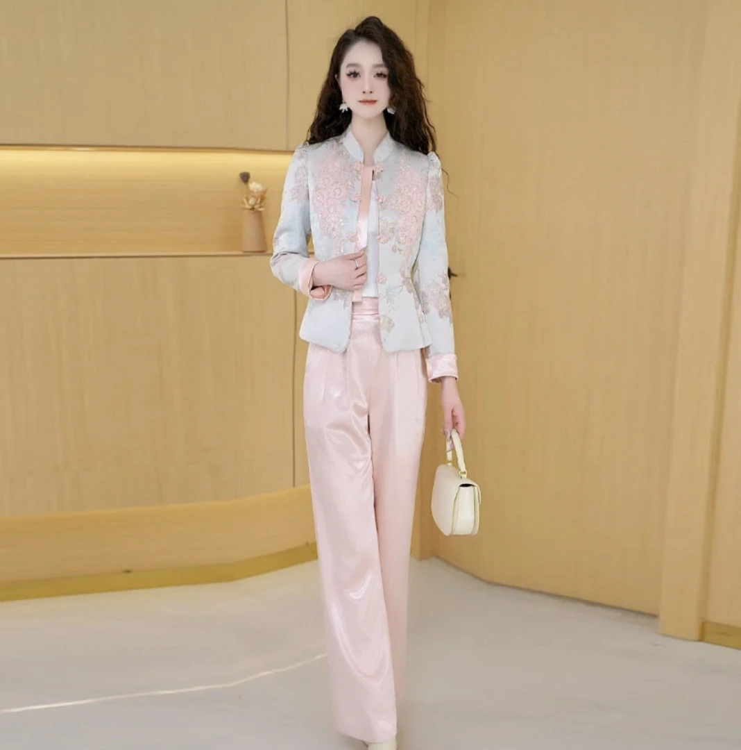 【两件套】春季新款时尚宽松洋气休闲气质减龄高腰修身女装套裤