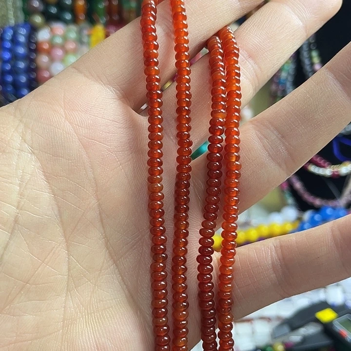 玛瑙/玉髓未镶嵌珠宝半成品红玛瑙算盘珠卡4