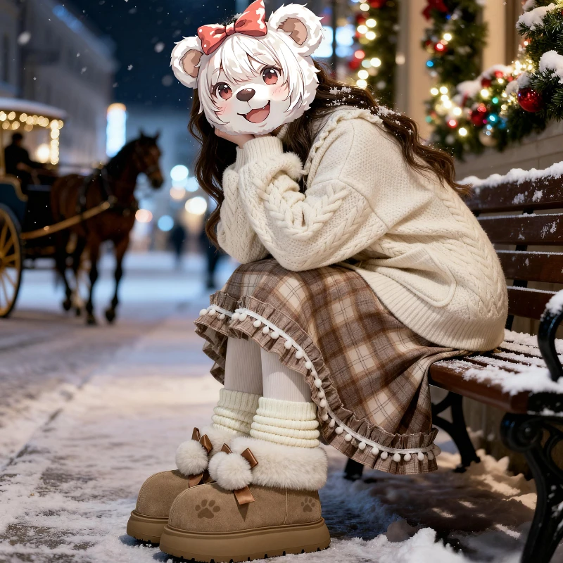 原创猫蛋蛋大头雪地靴女款2025新款冬季防滑保暖面包鞋棉鞋